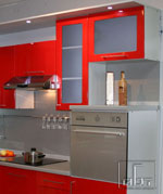 Кухня по поръчка - сиво и червено 218-2616